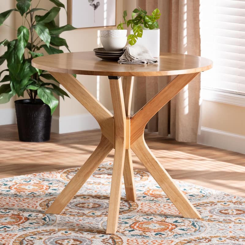 Kenji Modern Natural Brown Finished Wood 34-Inch-Wide Round Wood Dining Table