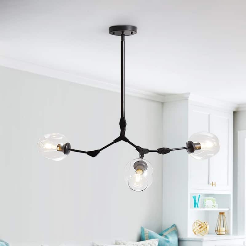 Belladepot Black Modern Full-angle Adjustable Chandelier with Clear Glass Shade