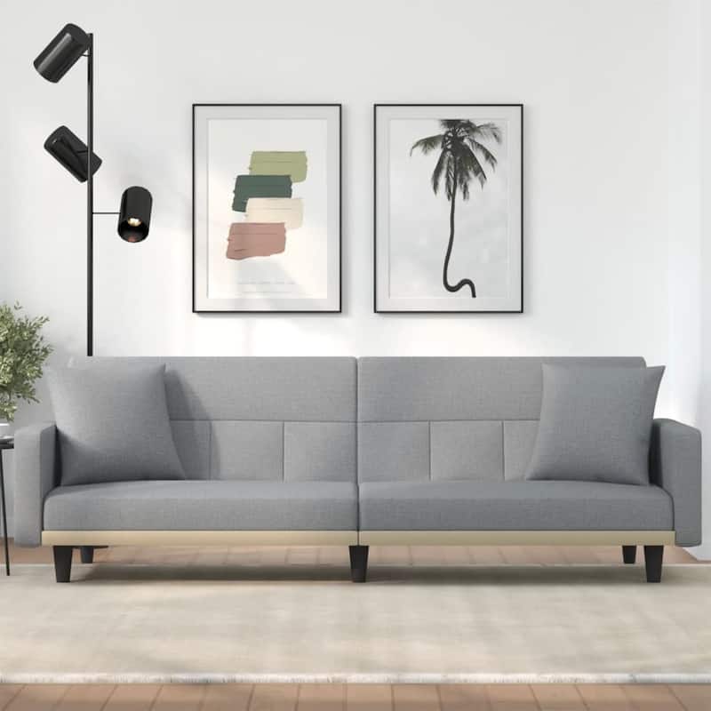 vidaXL Sofa Bed Loveseat Convertible Sofa Bed with Cushions for Studio Fabric - 86.6" x 35" x 27.6" - Light gray