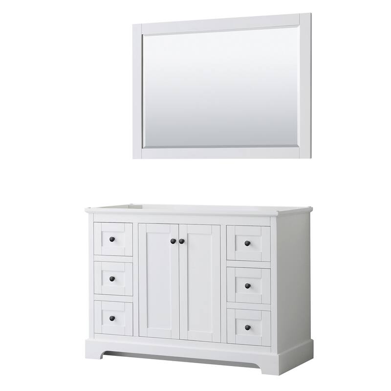 Wyndham Collection Avery 48" Single Free Standing Vanity Cabinet - - White / Matte Black Hardware