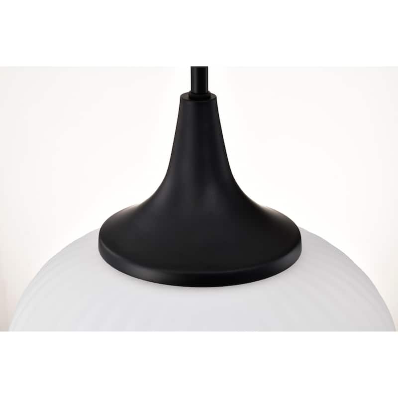 Solara Pendant Matte Black Finish Frosted Ribbed Glass - Matte Black