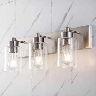 Lydia 3-Light Seeded Glass/Iron Modern Contemporary LED Vanity Light, by JONATHAN  Y