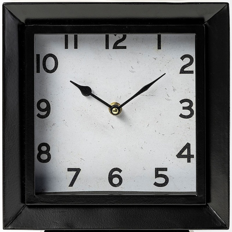 HomeRoots 11" Black Fabric Table Clock - 4.25' X '10.75' X '9.25