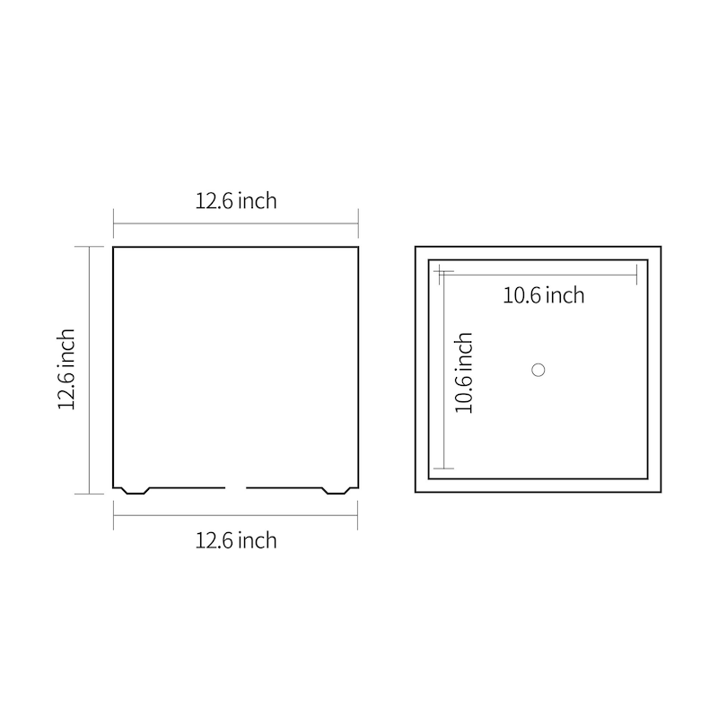 Kante 12" W Square Lightweight Metal Indoor Outdoor Planter Pot w/ Drainage Hole