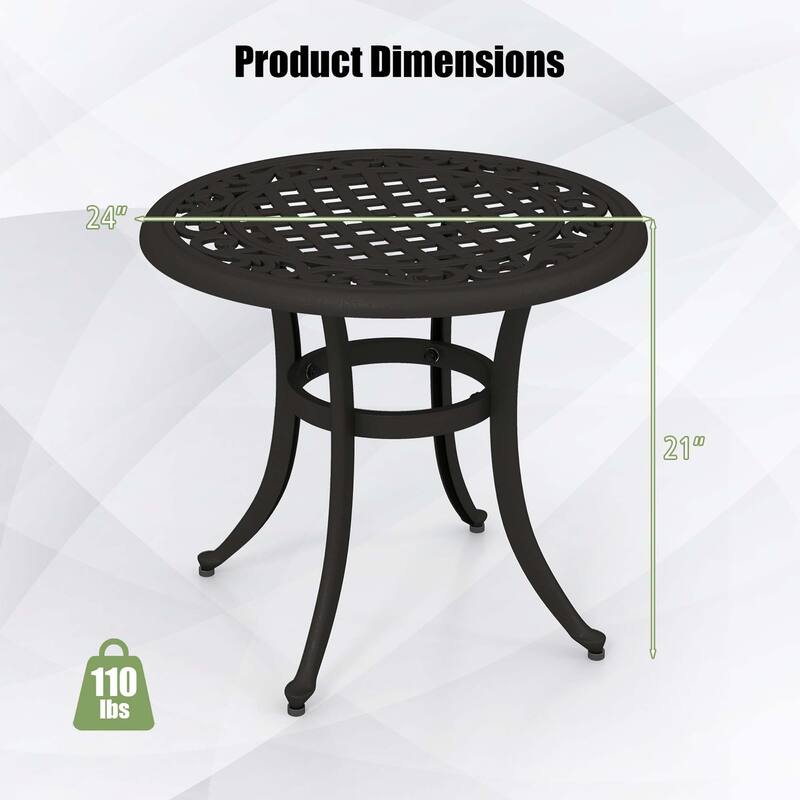 Costway 24" Patio Side Table with Adjustable Footpads Round Cast - See Details