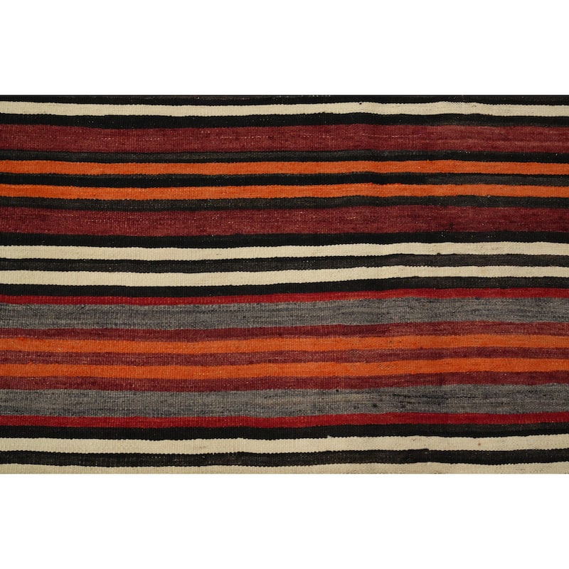 Hand Woven Oriental 100% Wool Carpet Southwestern Geometric Oranges & Rust Kilim Area Rug - 10' 9'' X 4' 10''