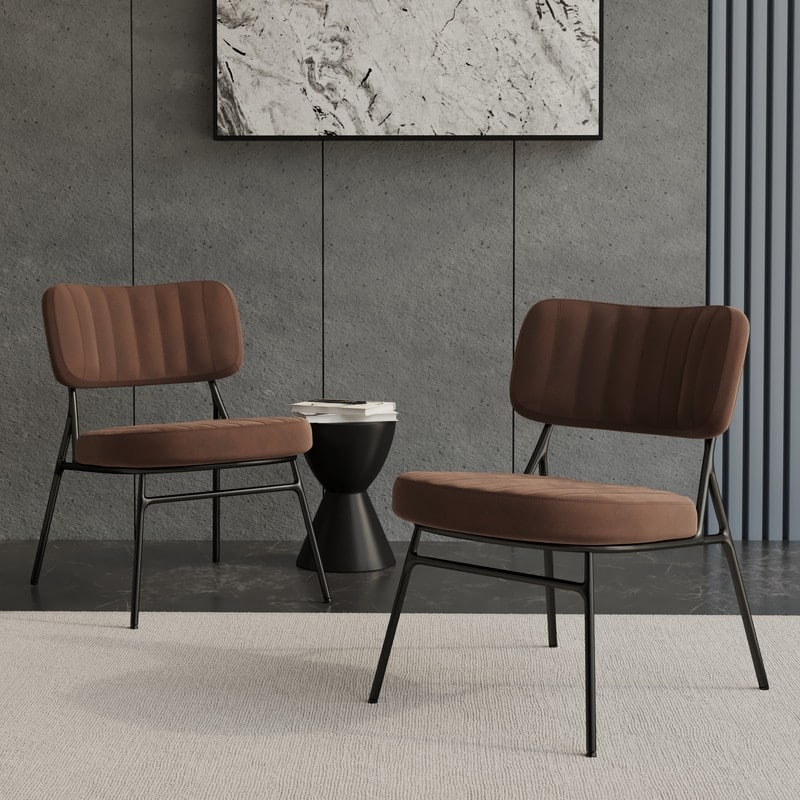 Marilane Modern Set of 2 Velvet Upholstered Accent Chairs with Sturdy Metal Legs for Home Office and Lounge Living Room