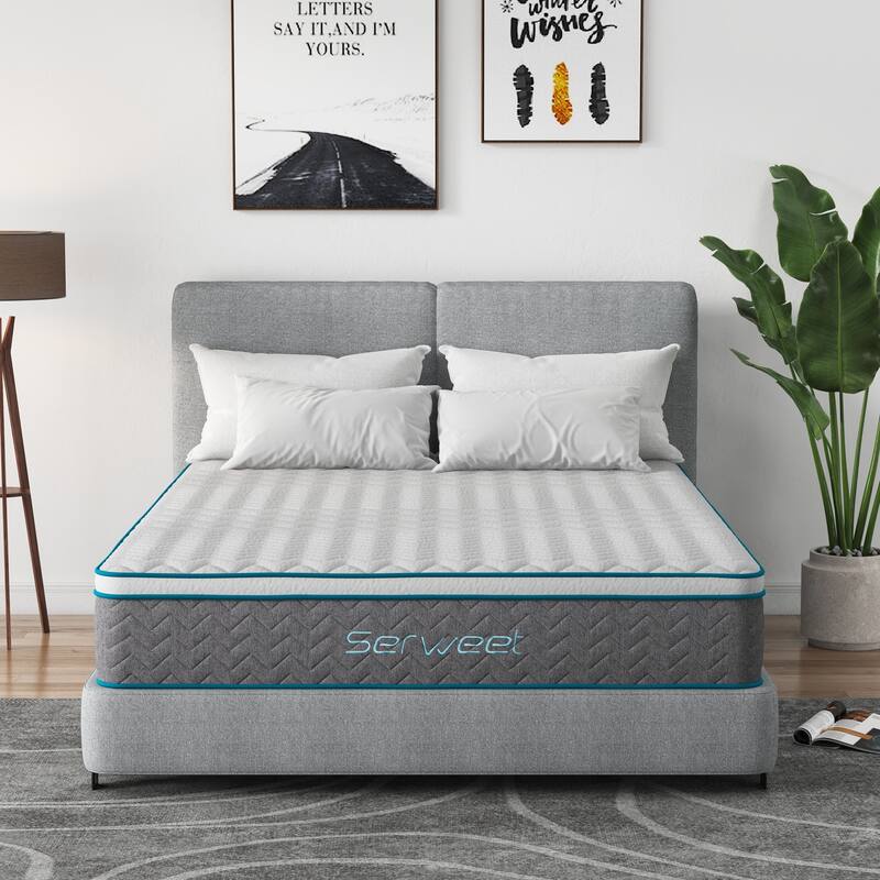 Full Mattress,10 Inches Thickness Mattress ,Hybrid Mattreess ,Mattress Shipped in a Box - Blue