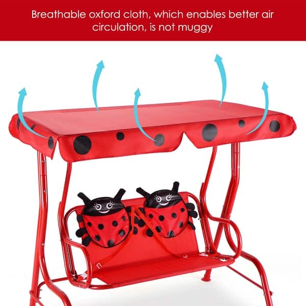 Shop Costway Kids Patio Swing Chair Children Porch Bench Canopy 2