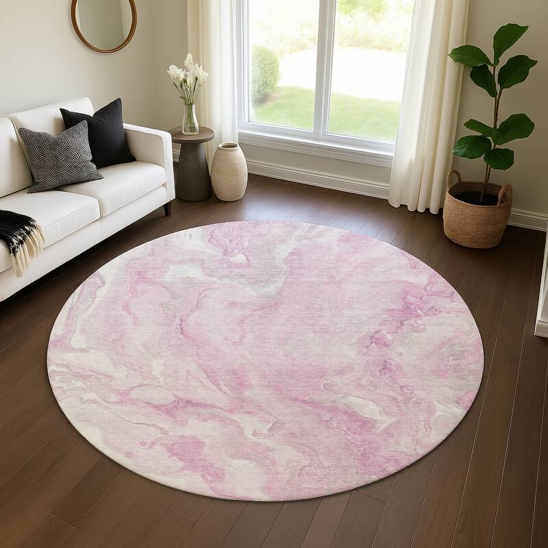 Premium Washable Super Soft Abstract Chic Mayfield Rug - Pink - 8' x 8'