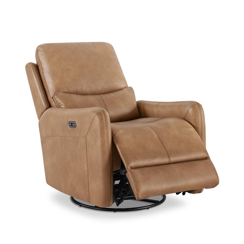 30" Power Recliner 360-degree Swivel Arm Chair Faux Leather