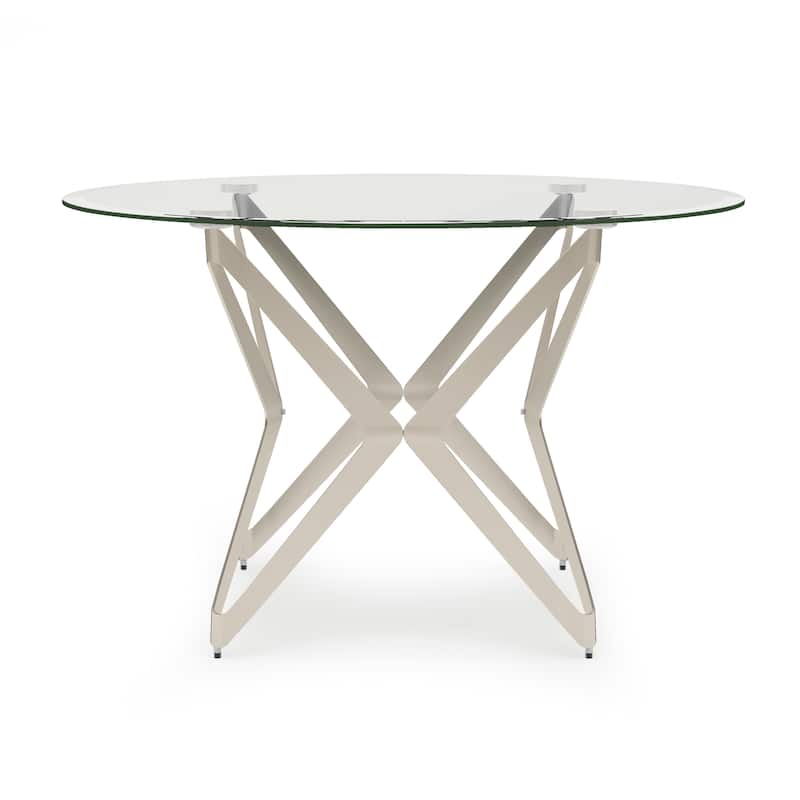 Furniture of America Wilch Modern 48-inch Glass Top Round Dining Table