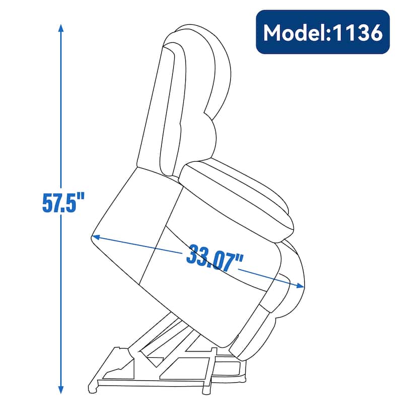 23" Seat Width and High Back Large Size Chenille Power Lift Recliner Chair with 8-Point Vibration Massage and Lumbar Heating