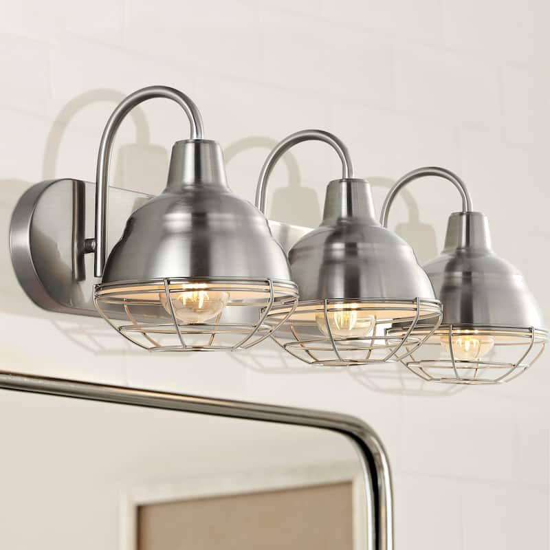 Cora 24.5" 3-Light Industrial Farmhouse Iron LED Vanity, Oil Rubbed Bronze by JONATHAN Y - 3 Light - Nickel