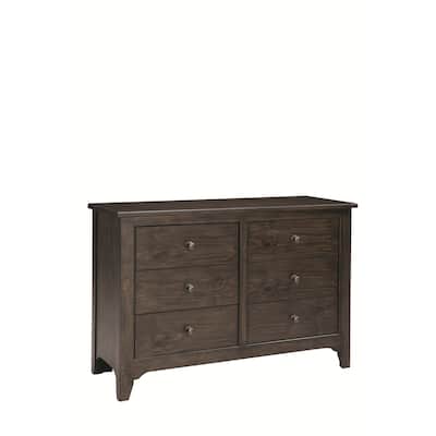 Taylor 6-Drawer Farmhouse Wood Dresser, River Rock Brown