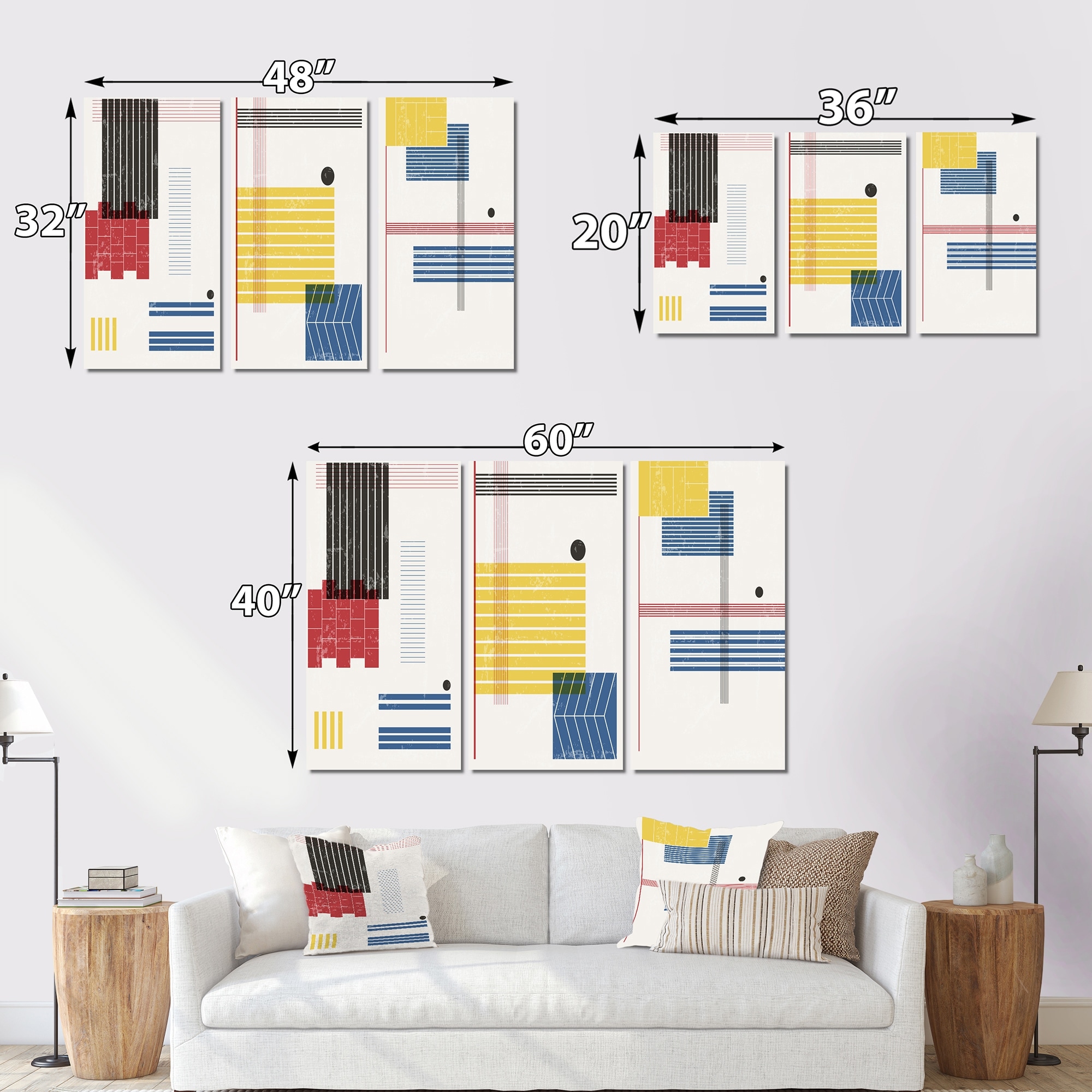 Designart Graphic Vintage Minimal Geometrics III - Modern Abstract Wall Art with Retro Geometric Patterns, Minimalist Design for Contemporary Home Decor-image