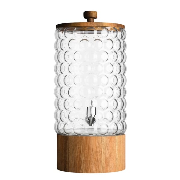 Palermo Beverage Dispenser With Wooden Lid & Base 2 Gal