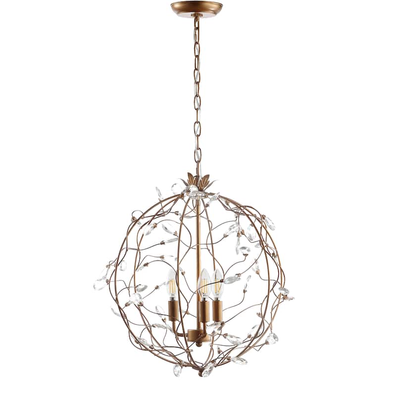 Toronto 20" Adjustable Metal/Glass LED Pendant, Antique Gold by JONATHAN Y