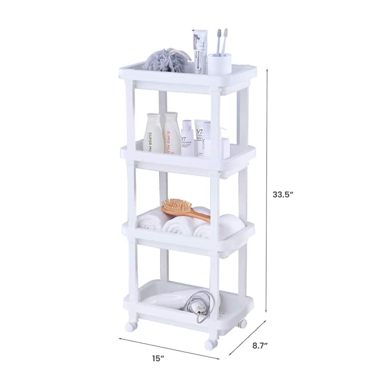HANAMYA 4-Shelf Plastic Rolling Storage Cart