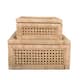 Cane and Rattan Display Boxes with Glass Lid, Set of 2