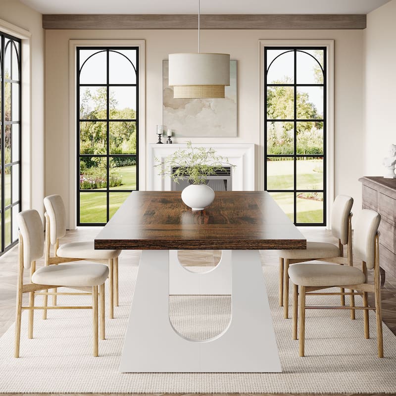 Large Dining Table Wood Oak Rectangular Farmhouse Center Kitchen