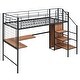 preview thumbnail 12 of 18, Twin Size Metal Loft Bed with Desk and Metal Grid, Stylish Metal Frame Bed with Lateral Storage Ladder and Wardrobe