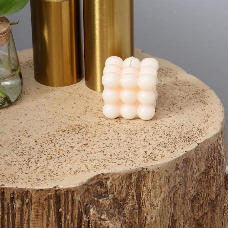 Decorative Side Table with Round Tabletop, Wood Grain Finish