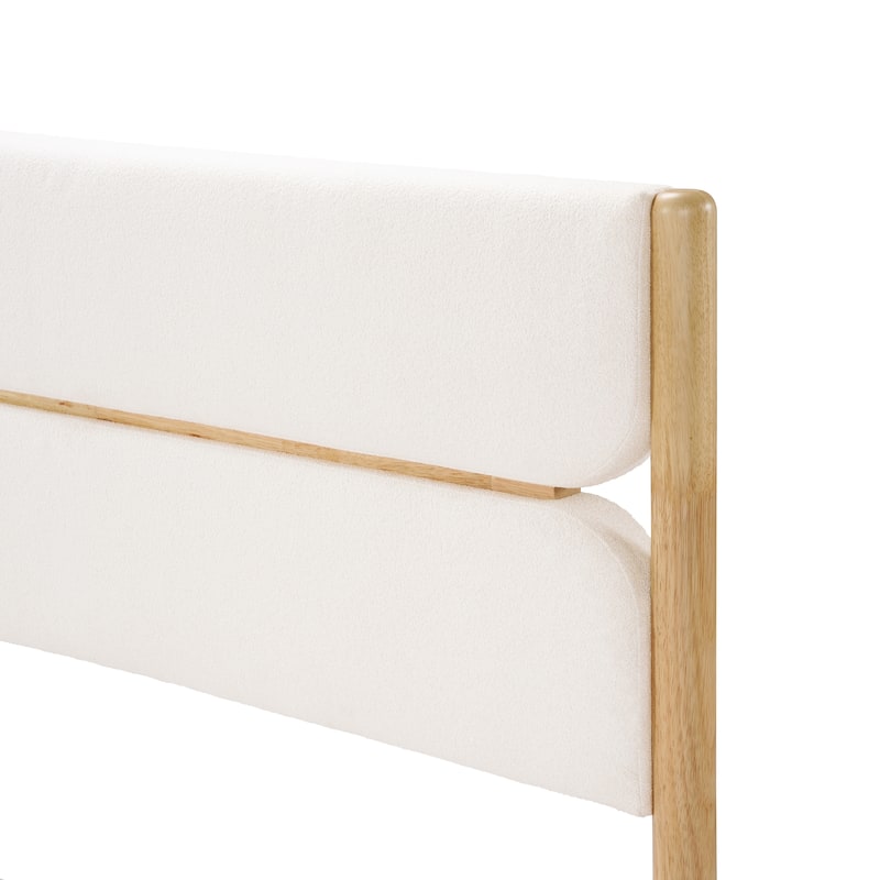 Scandinavian Platform Bed Frame with Headboard Fleece