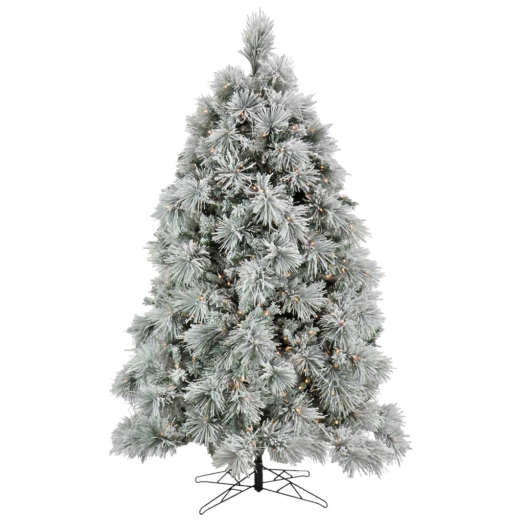 National Tree Company 6.5 ft. HGTV Home Collection Pre-Lit Flocked Bavarian Pine Tree - 6.5 Foot