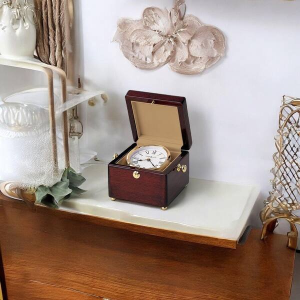 slide 2 of 2, Howard Miller Bailey Classic Traditional Accent Mantel Clock in Wooden Box Cherry