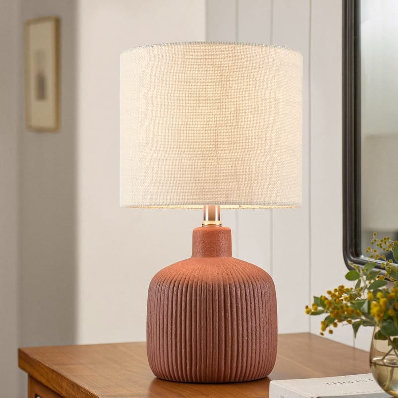 KAWOTI Fluted Ceramic Table Lamp (H18.25" x W10" x D10")