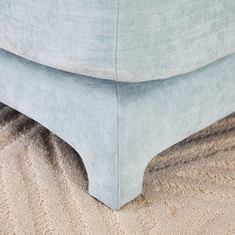 Four seater chenille sofa with lumbar pillow