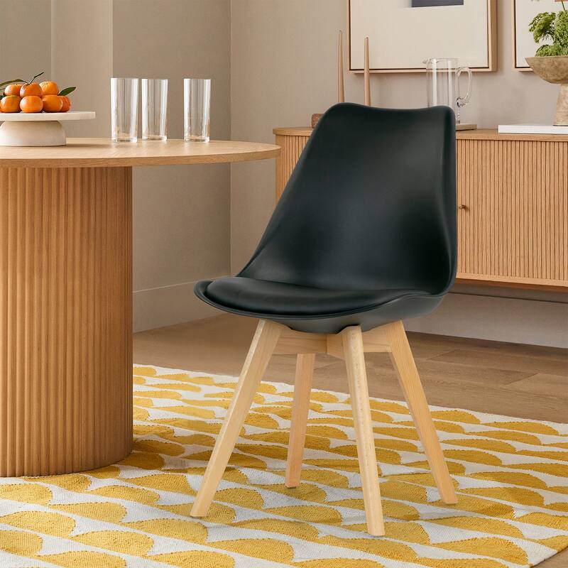 Set of 4 Balint Black Cushioned Plastic Dining Chairs