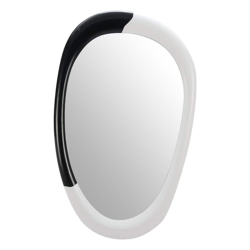 HomeRoots 31" Black And White Steel Oval Geometric Framed Accent Mirror - 20.00 in. x 31.30 in. x 2.00 in.