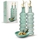 preview thumbnail 14 of 196, COOK WITH COLOR Glass Olive Oil Bottle Dispenser - 2 Pack- 17oz Oil and Vinegar Carafe Decanter Green Elegant Waves