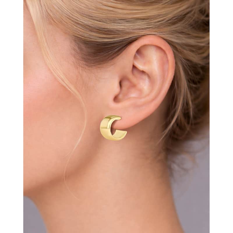 Clover 14K Yellow Gold High-Polish Half Hoop Stud Earrings