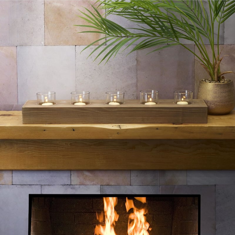 Mikasa Natural Wood and Glass Farmhouse Candle Linear - 23 in