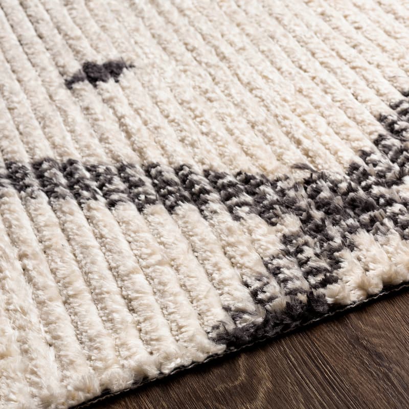 Livabliss Almaz Cream & Black Diamond Bohemian Area Rug