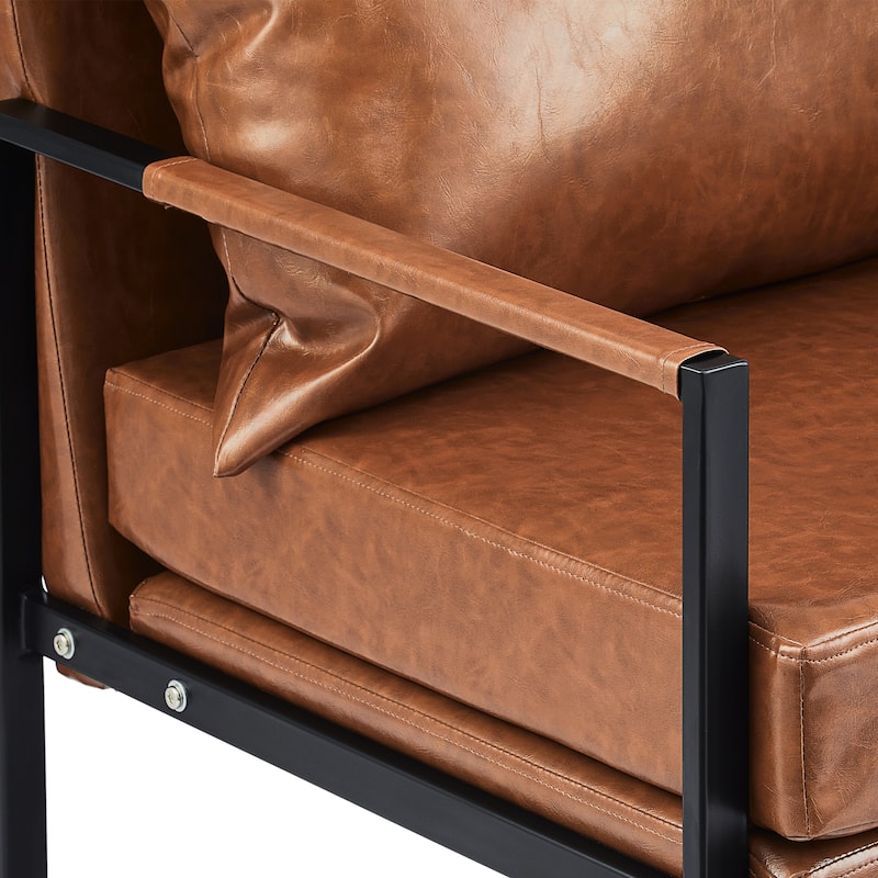 CO-Z Mid Century Modern Accent Chair with Faux Leather Upholstery