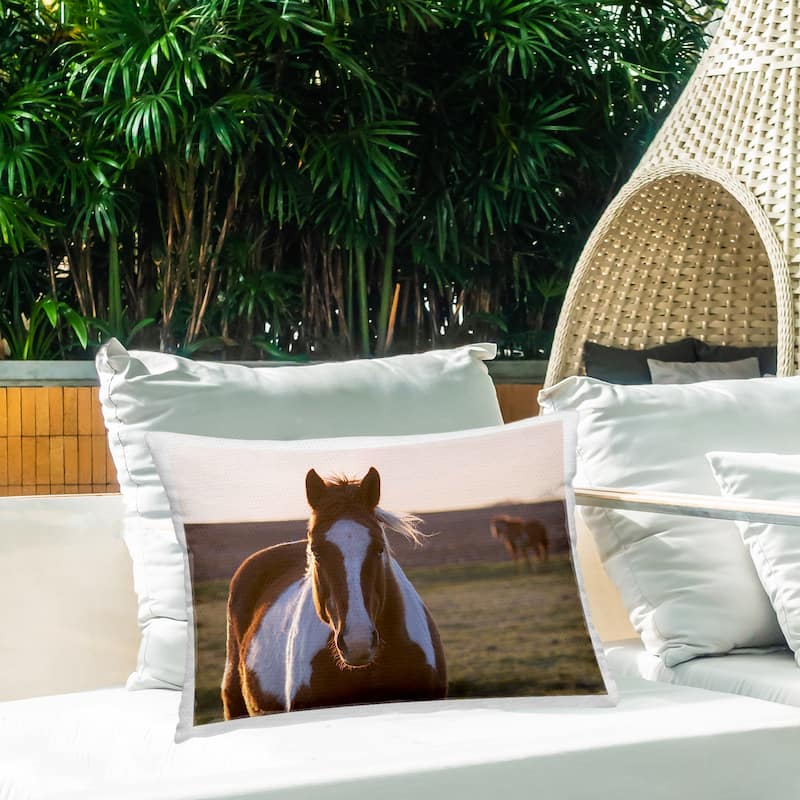 Stupell Spotted Horse in Rural Countryside Printed Outdoor Throw Pillow Design by Steve Toole