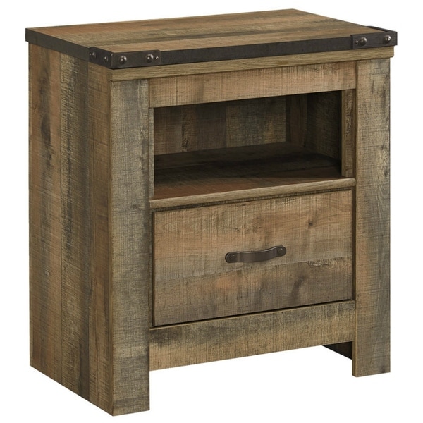 Ashley Furniture B446-91 Brown Trinell One Drawer Night Stand w/ Rustic Finish