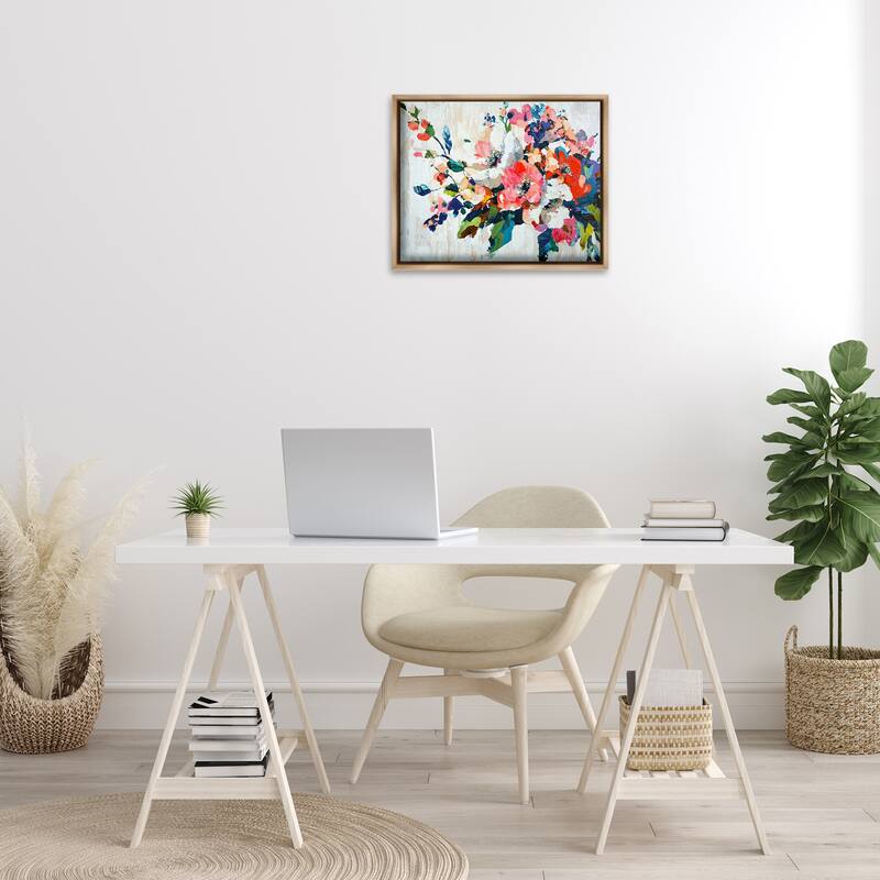 Stupell Abstract Flower Blooming Branch Framed Floater Canvas Wall Art Design By Franklyn Gregory