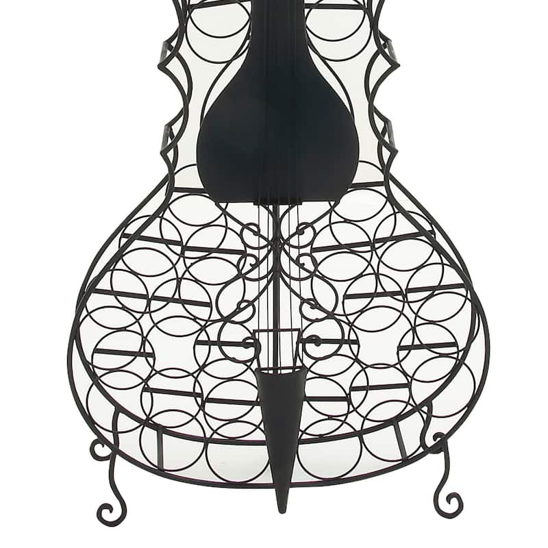 Black Metal Cello 26 Bottle Instrument Storage Standing Wine Rack - On ...