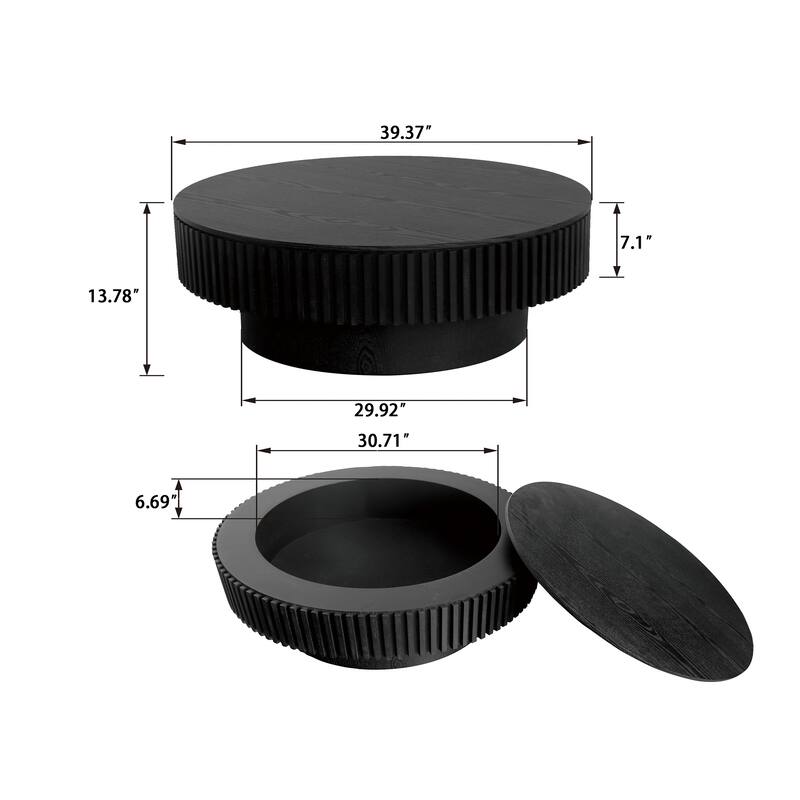 Round Coffee Table With Storage Solid Wood Veneered Modern Coffee Table Accent Tea Table