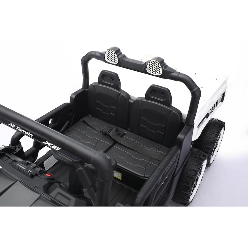 24V 2-Seater 4WD 6-Wheel Ride-On UTV Dump Truck for Ages 3+, Remote Control with LED Lights & Music - White