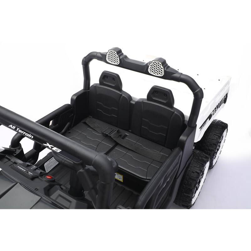 24V 2 Seater Ride on Dump Truck, 4WD 6-Wheel Ride on Toys with Remote Control, Ride on UTV Car with Electric Dump Bed