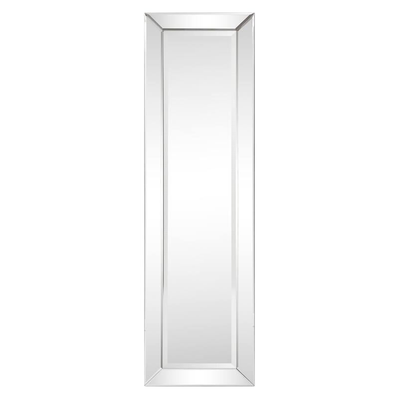 Modern Beveled Wall Mirror Rectangle Cheval, Bathroom, Bedroom, Living Room, Ready to Hang - Clear - 18 in. x 2.12 in. x 64 in.