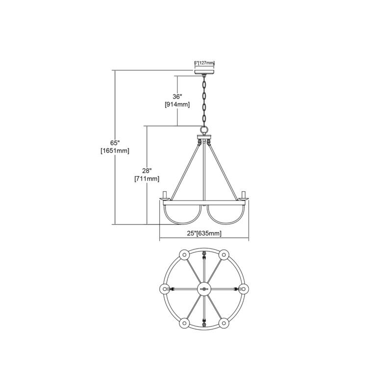 Elk Home Williamson Black Metal 6 Light Chandelier