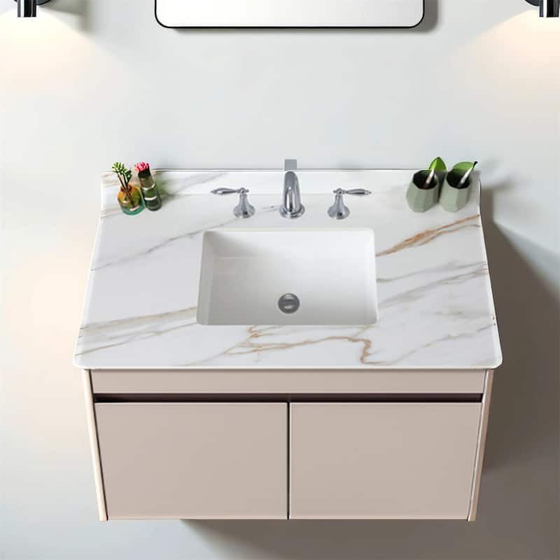 43" Bathroom Marble Undermount Vanity Top with 4" Height Backsplash
