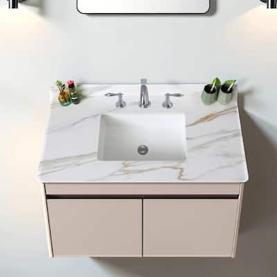 43" Bathroom Marble Undermount Vanity Top with 4" Height Backsplash